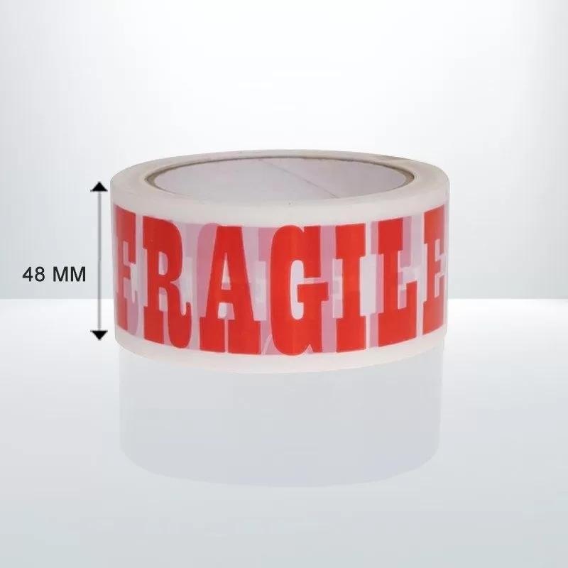 108 Rolls 48mmx75m Fragile Packaging Tape White and Red