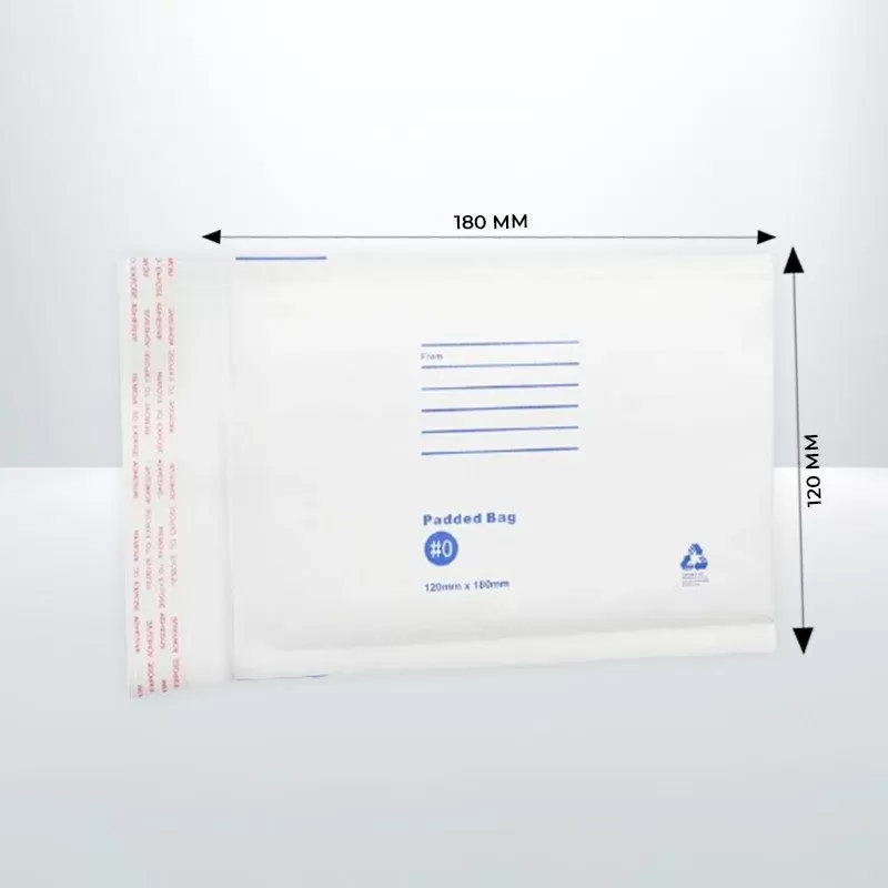 160mm x 230mm White Bubble Mailer Printed Padded Bag