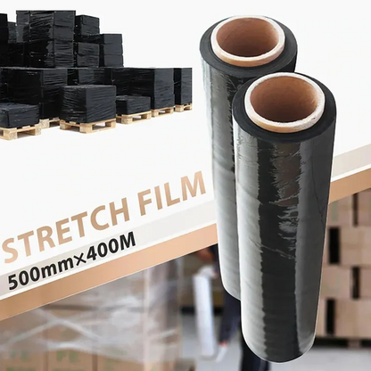 8pcs 500mm X 400M X 25U Black Plastic Shrink Wrap Roll