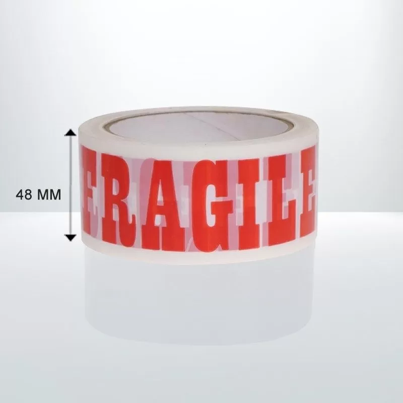 72 Rolls 48mmx75m White and Red Fragile Tapes Packaging Moving Tape
