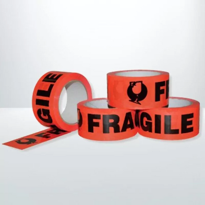 12 Rolls 48mmx75m Fragile Packaging Tapes Orange and Black